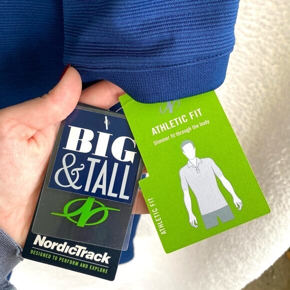 Nordic Track NWT Blue Athletic Fit Big & Tall Ribbed Polo Shirt Size XXXLT - Picture 6 of 6